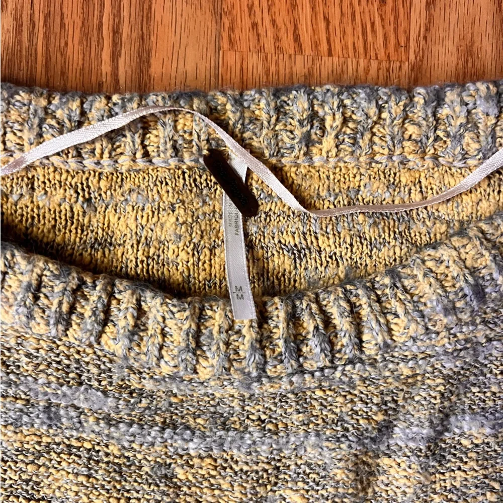 Free People In My Pocket Slouchy Cozy Sweater Top Yellow Gray Grey Size Medium